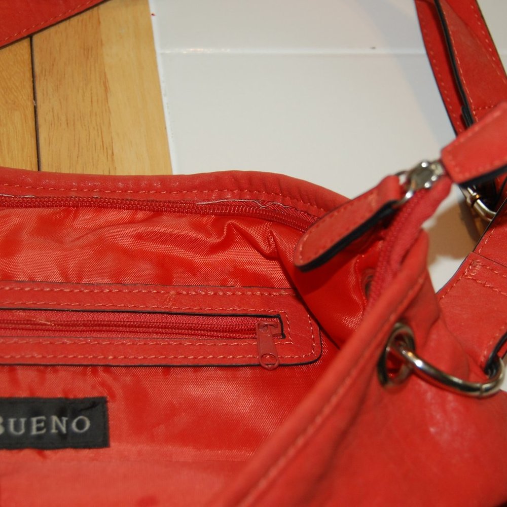 Bueno Salmon Faux Leather Shoulder Bag 14" x 12" W/29" Double Adjustable Strap - Picture 9 of 13